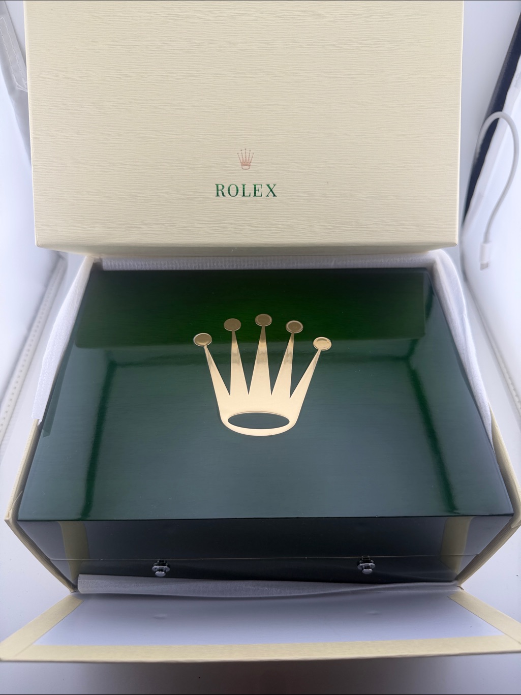 Rolex Dark Green Watch Presentation Box With Gold Crown